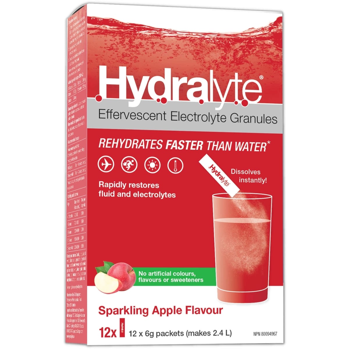 Hydralyte Granulés D'Électrolytes Effervescents, Pomme