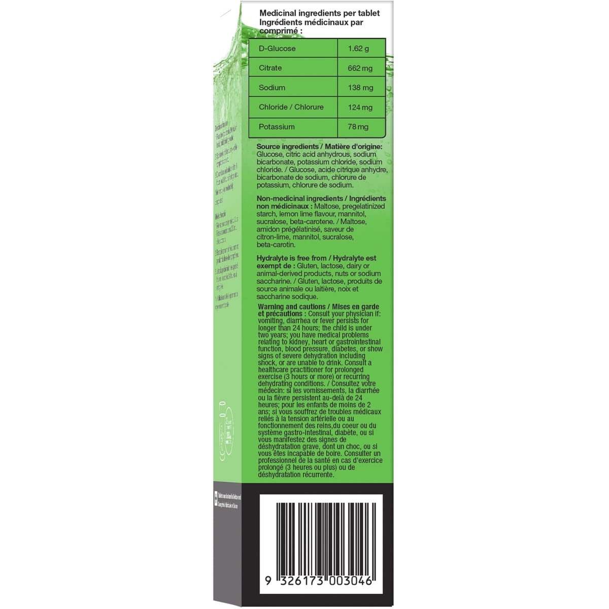 Comprimés effervescents d'électrolytes, Saveur de citron-lime